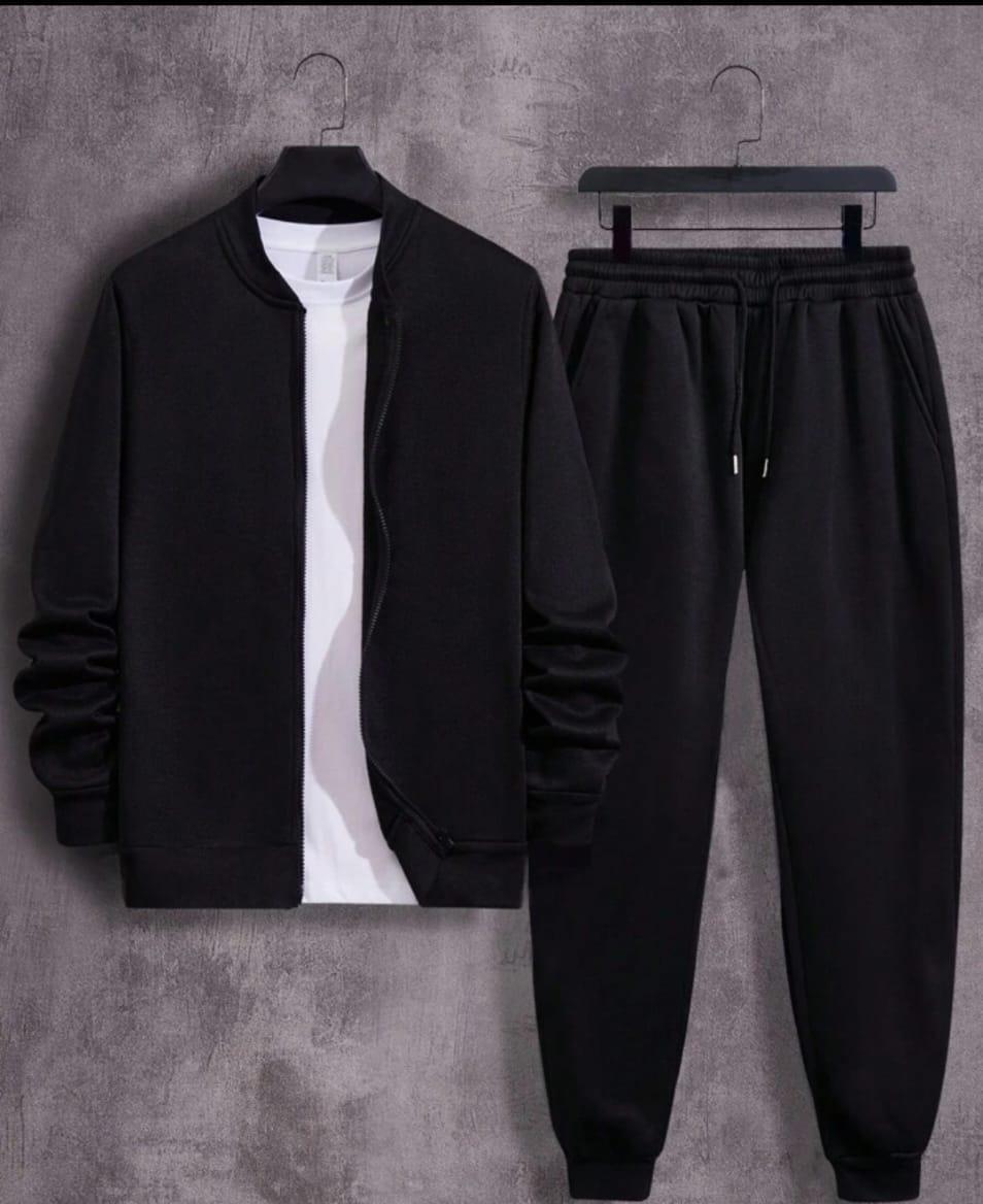 Men’s Winter Cotton Fleece 2-Pcs Zipper Track Suit