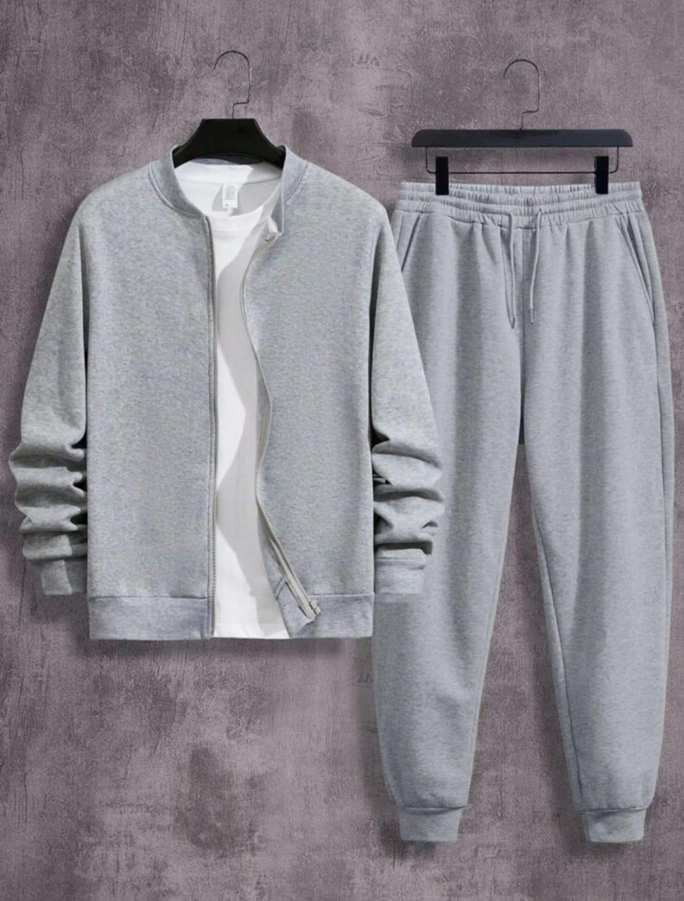 Men’s Winter Cotton Fleece 2-Pcs Zipper Track Suit