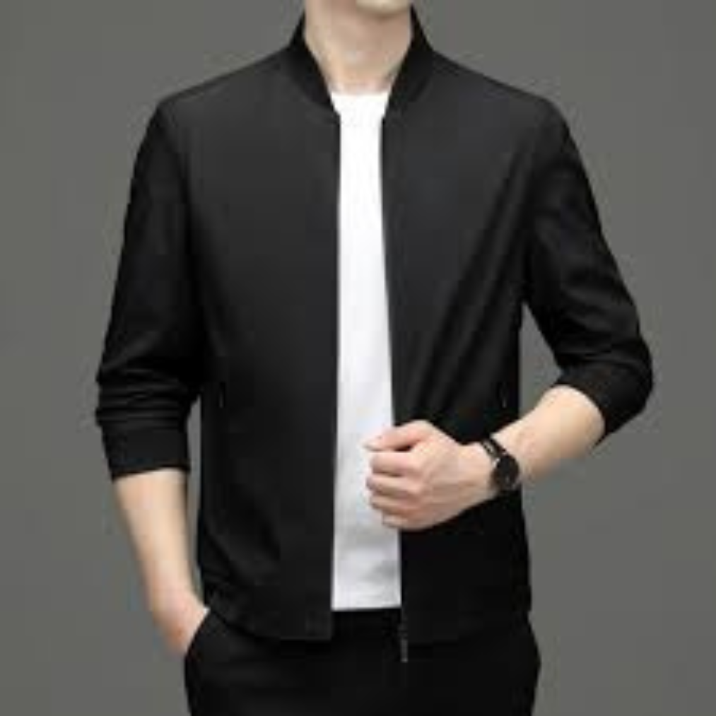 Men’s Premium Black Fleece Jacket | Luxury Collared Winter Wear