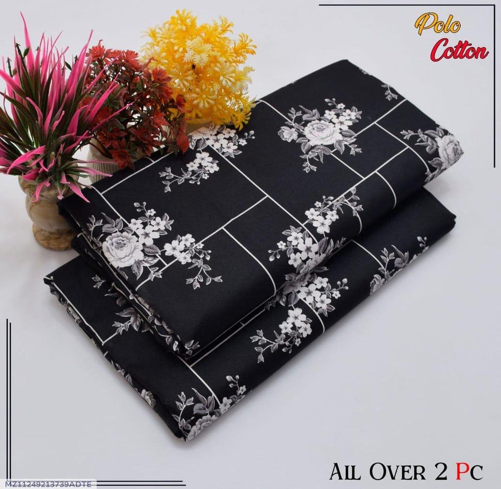 2 Pcs Women's Unstitched Printed Suit